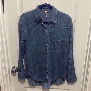Free People Blue Button Down Shirt